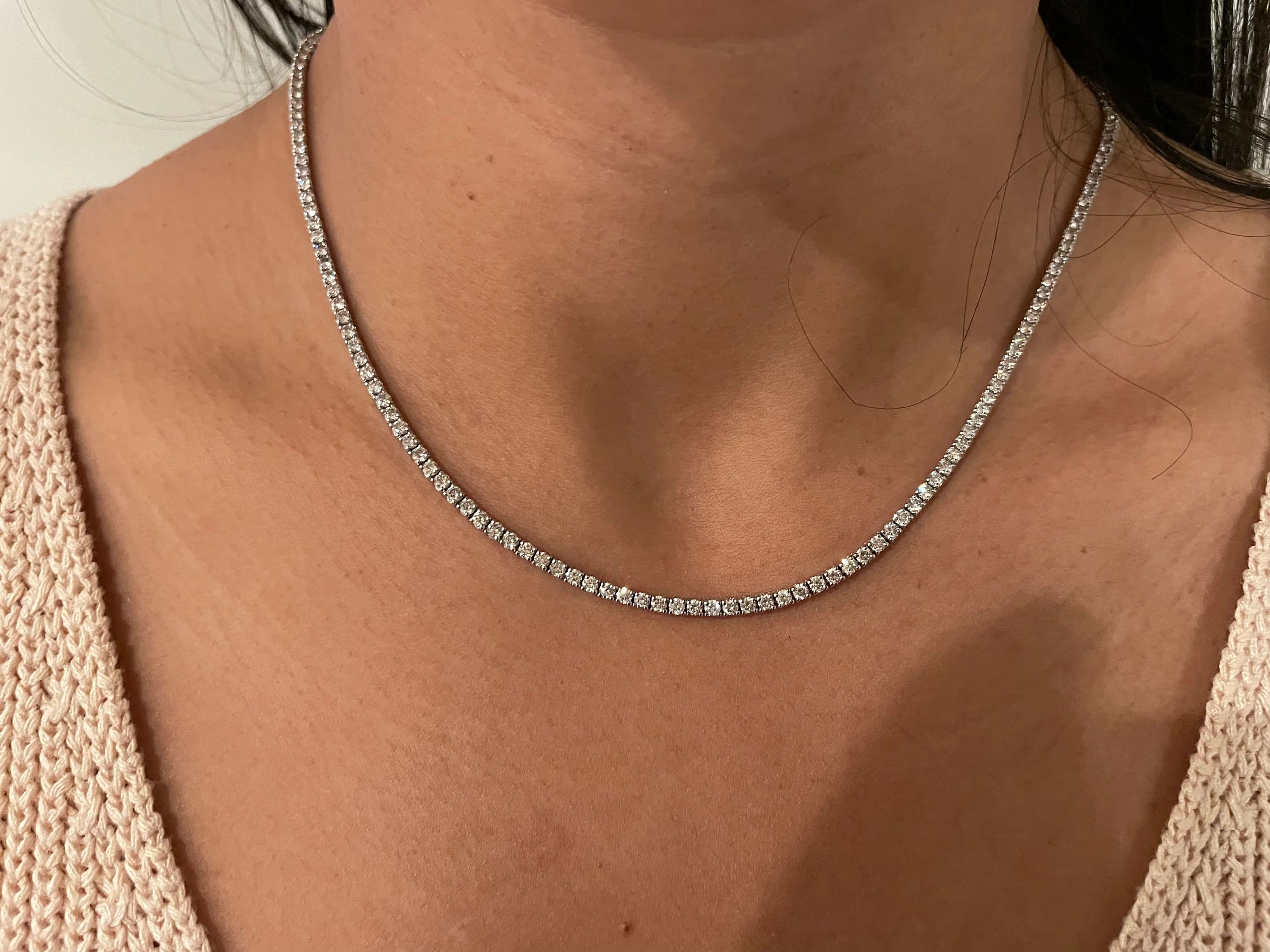 Cushion Cut Tennis Necklace