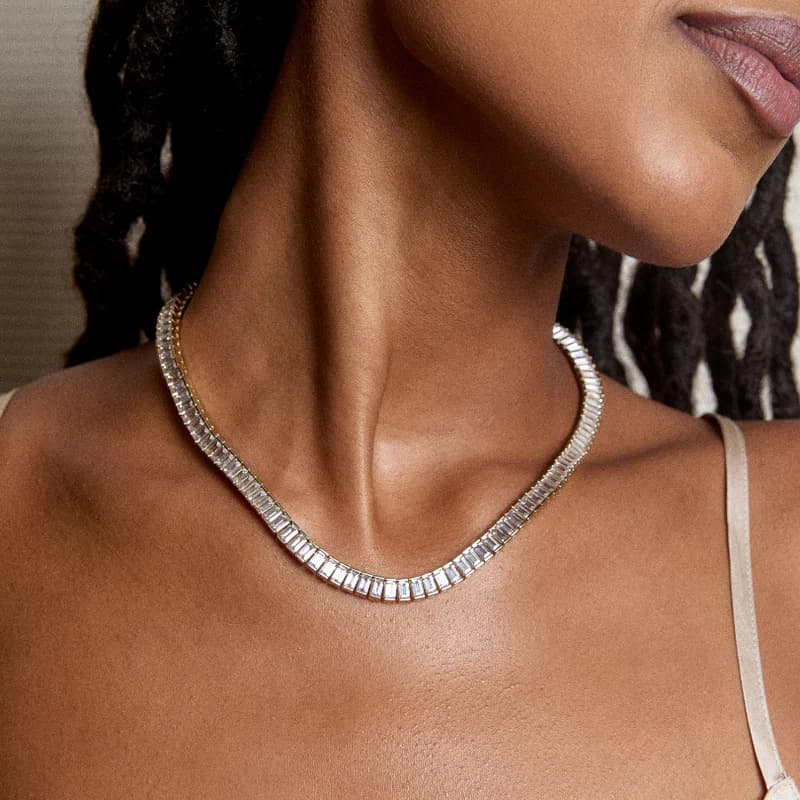 Emerald Cut Tennis Necklace